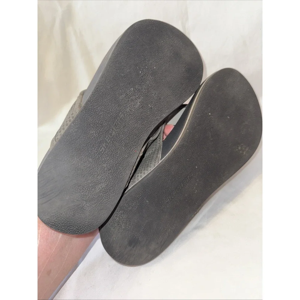 Skechers‎ Sandals Mens 9 Relaxed Fit Flip Flop Gray Toe-Post Comfort Casual Flat